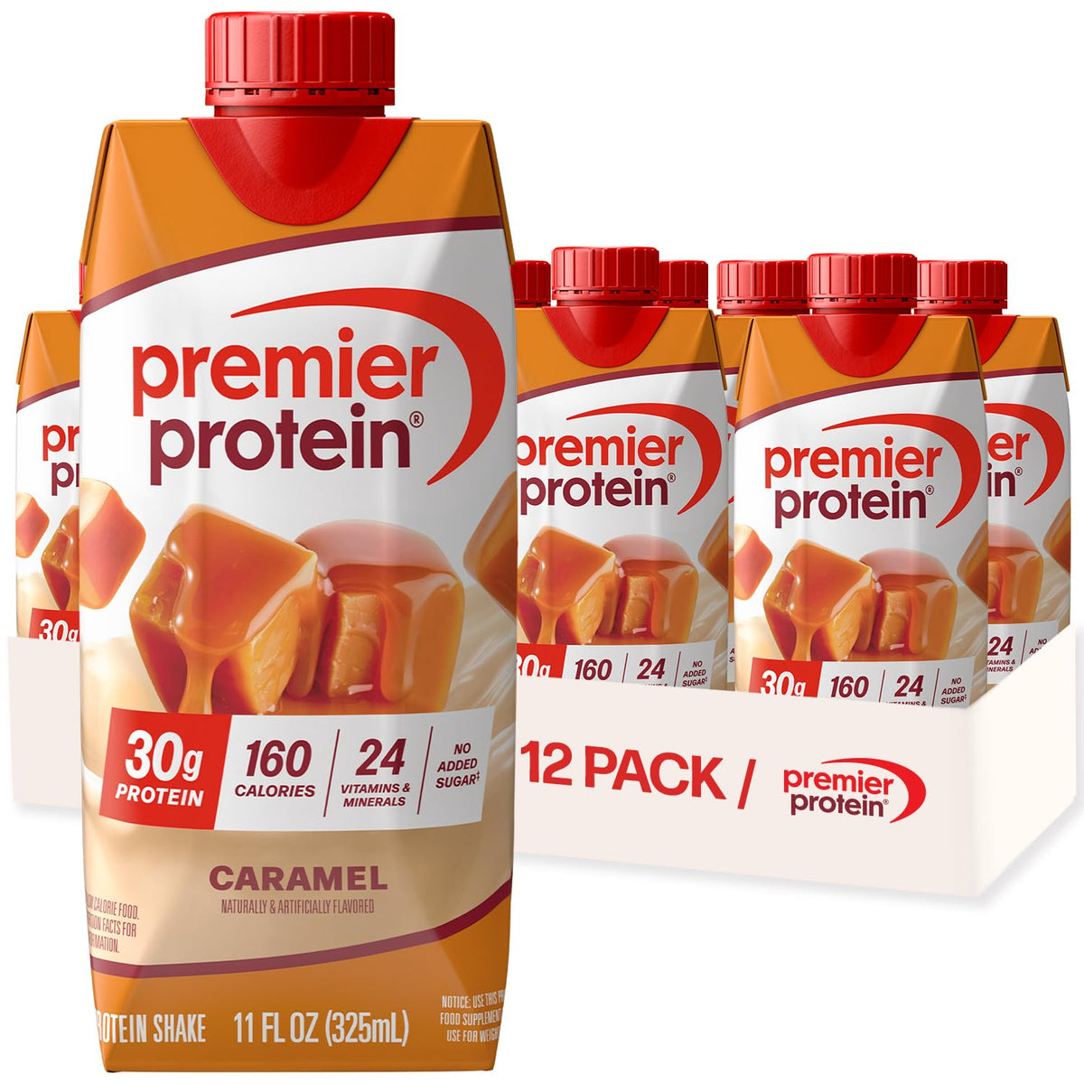 Premier Protein 30g caramel protein shake 11 oz carton