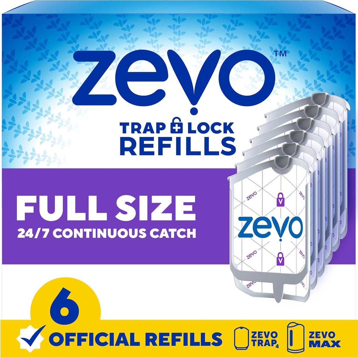 Zevo flying insect trap refill cartridges 6-count front packaging
