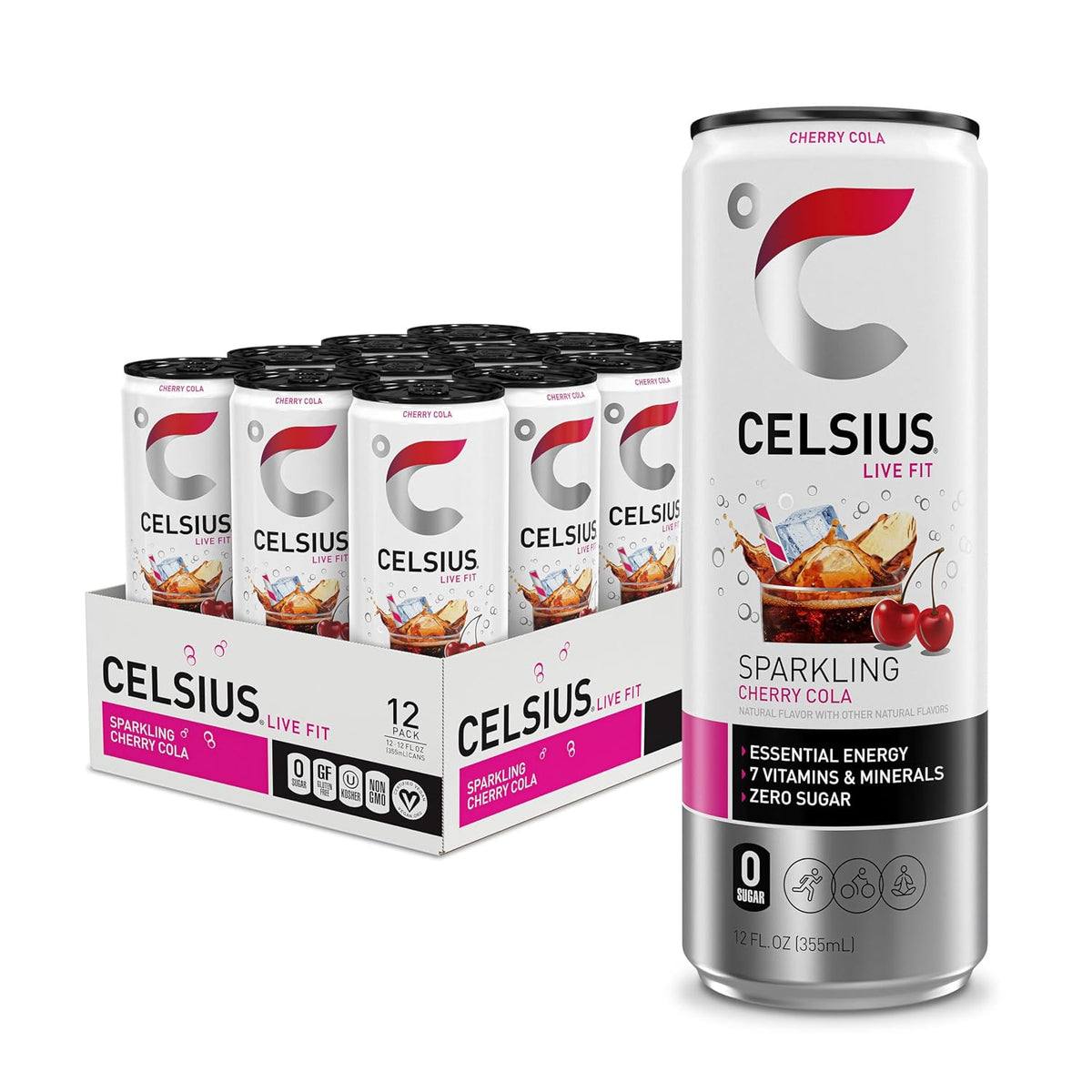 CELSIUS Sparkling Cherry Cola sugar-free energy drink 12-pack of 12 fl oz cans
