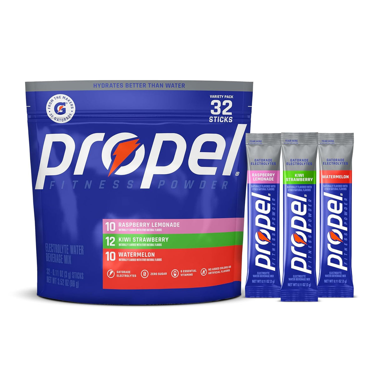 Propel Electrolyte Powder three-flavor variety pack, 32 servings