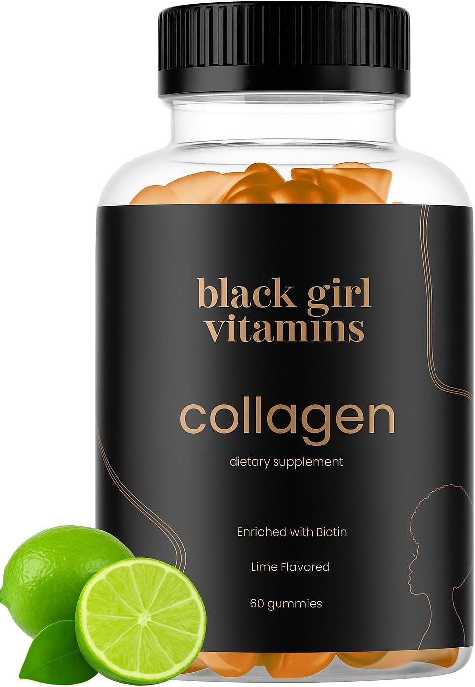 Black Girl Vitamins lime collagen gummies with vitamin C, vitamin E and biotin, 60 count