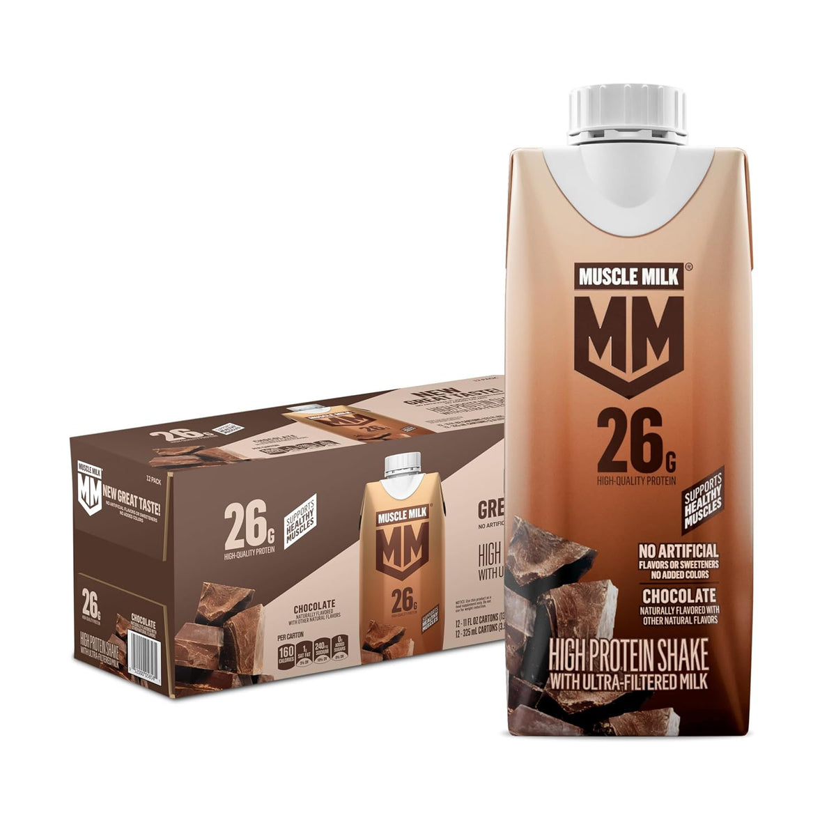 Muscle Milk 26g chocolate protein shake 11 fl oz carton