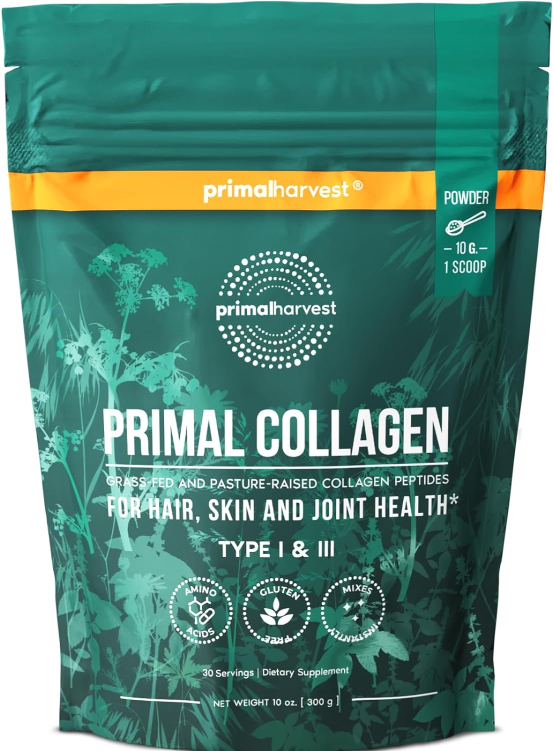 Primal Harvest collagen powder, dairy-free and gluten-free daily supplement