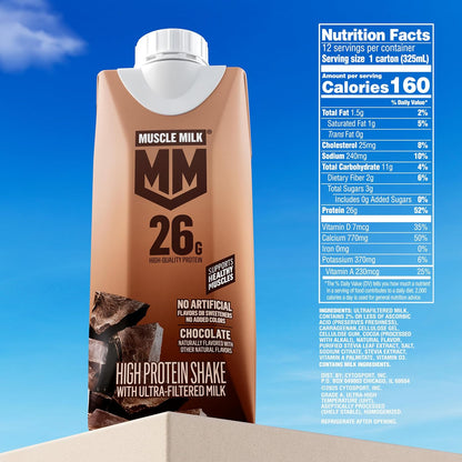 Muscle Milk chocolate protein shake 12-pack cartons