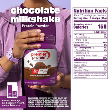 Premier Protein chocolate whey protein powder nutrition information