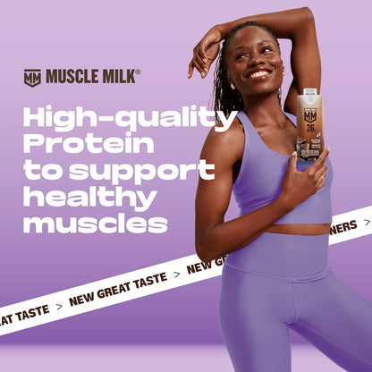 Muscle Milk chocolate protein shake ultra-filtered milk carton